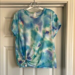 Nanette Lepore Blue Green Tie Front Short Sleeve Tee